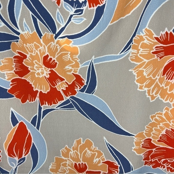 Small NEW Floral Blouse Cold Shoulder Keyhole Neckline C&E Orange Blue - Picture 8 of 11